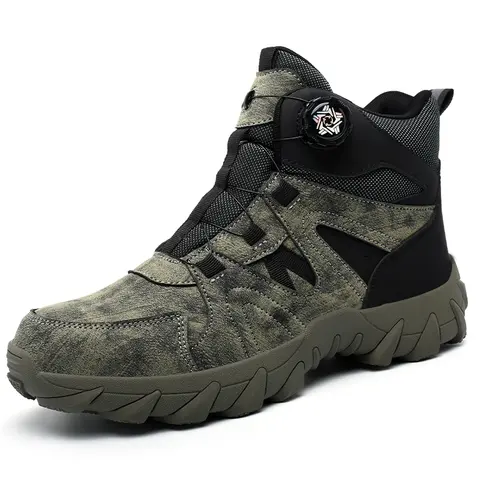 Men's Steel Toe Work Safety Shoes - Closed Casual Trainers, Premium Waterproof Leather & Faux Leather Footwear, Non-Slip, Durable Comfortable, Rubber Sole, Trail-Tough Walking Shoes