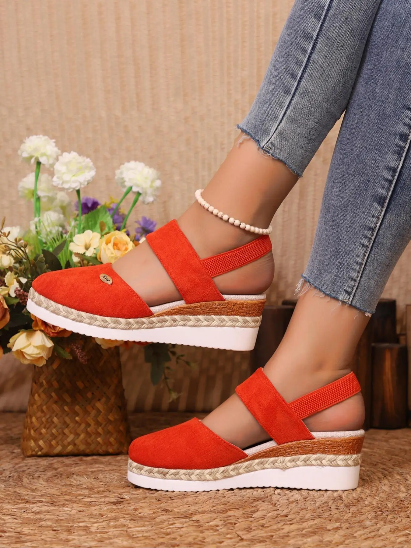 Women's Fashionable Plain Color Wedge Sandals, Casual Comfortable Platform Sandals for Summer Beach, Fashion Shoes for Party, Daily Clothing Decor, Fo