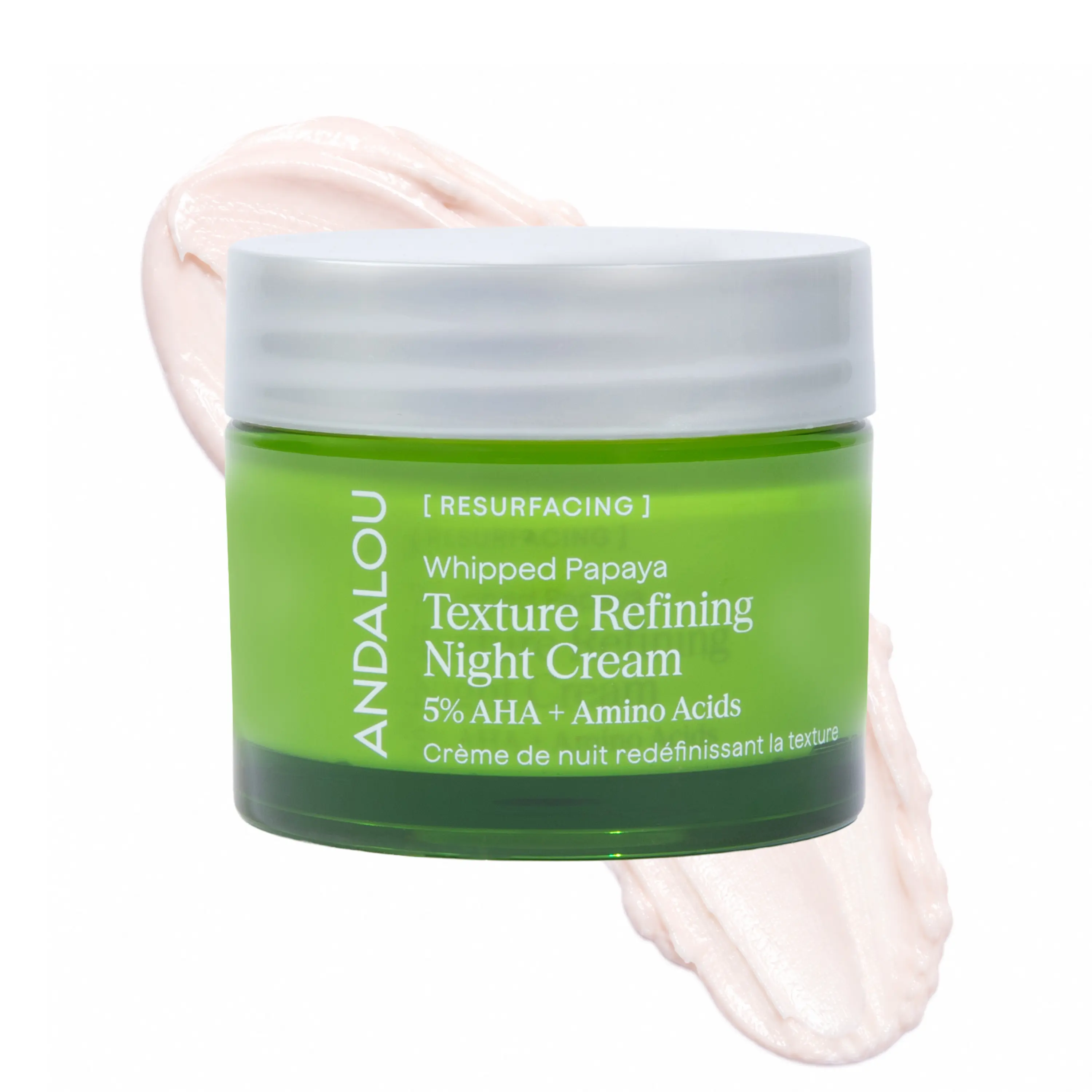 Andalou Resurfacing Texture Refining Night Cream - Overnight AHA Moisturizer (5% Lactic Acid) – Texture Smoothing + Anti-Aging Glow Moisturizer (1.7 oz)