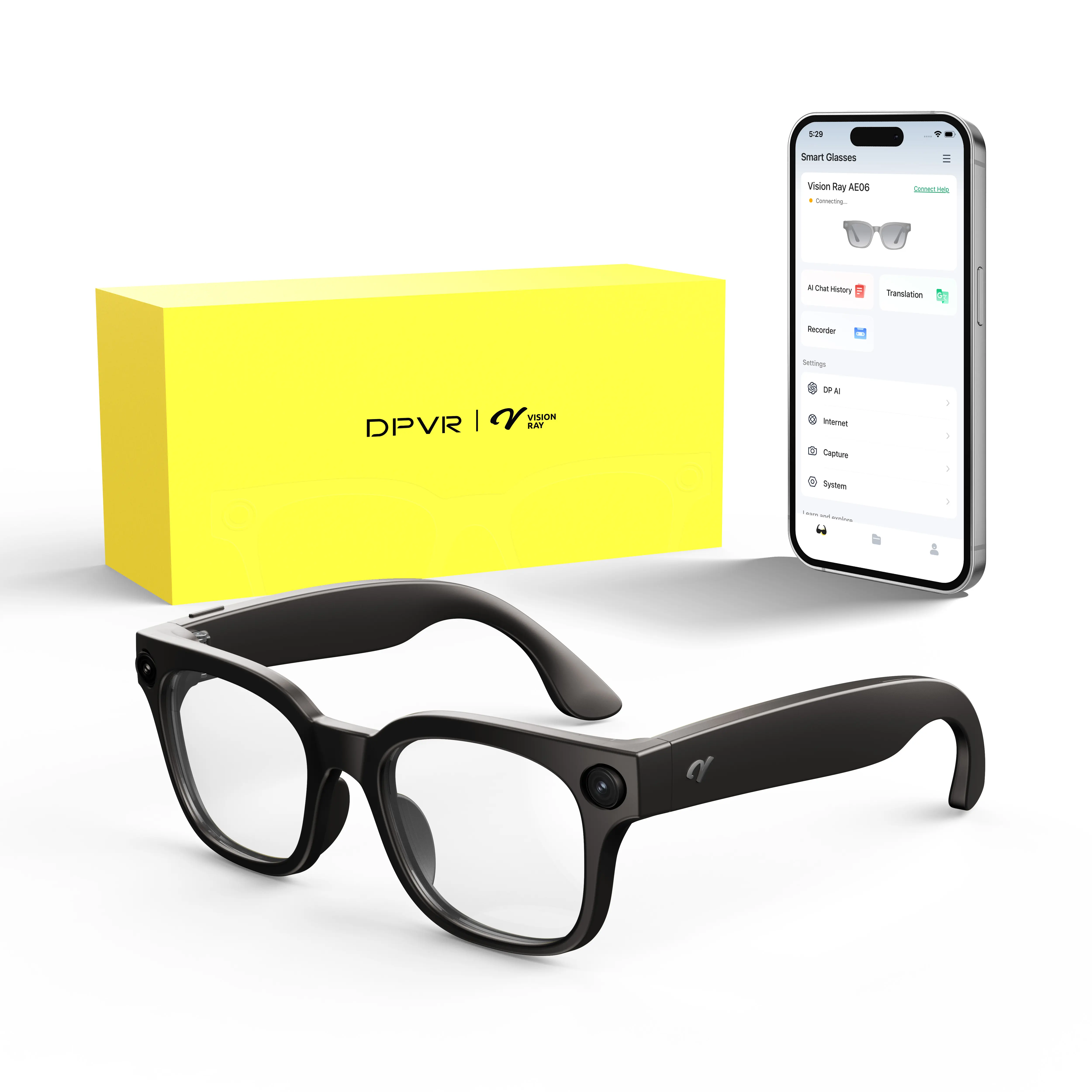 Nova Wearable Square Smart Glasses with 12MP Camera, Photochromic Lenses, Open-Ear Audio, Voice Assistant, WiFi, Bluetooth, Hands-Free Photo & Video Recording, IP54 Waterproof for Casual & Hiking Use, Wireless