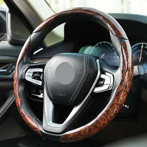 Car Wood Grain Steering Wheel Cover, Car Interior Decoration, Car Steering Wheel Protector, Universal Car Interior Accessories for Car Decoration Automotive