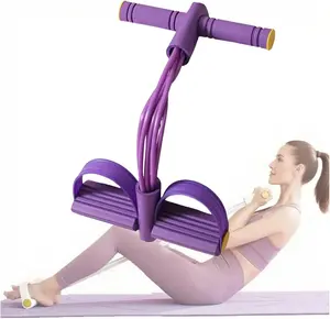 Resistance Bands - 8-Tube Foot Pedal Band with Handle for Abdomen Waist Arm Leg Stretching Training Portable Rubber Exercise Bands 42.4cm Length