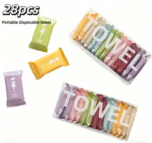 28 portable compressed towels - thick, quick-drying, dry and wet dual-purpose, suitable for travel, gym, home and outdoor use - easy to carry and hygienic to clean