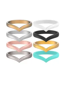 8 Pack 3mm Stackable Silicone Rings for Women, Colorful Heart-shaped Rubber Wedding Bands  for Her US Size 5-12