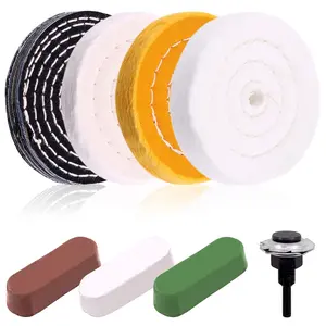 8Pcs 4inch Buffing Polishing Wheel Kit Includes Polishing Compounds, Buffer Wheels for Polishing with 1/2" Arbor Hole, Polishing Pad, Buffer Polisher for Bench Grinder