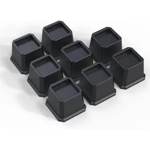 Bed Risers 3 Inch Heavy Duty, Furniture Risers for Bed Frame, Couch, Desk, Chair, Lifts Up to 1,500 lb, Set of 8, Black