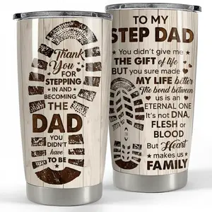 Bonus Dad 20oz Tumbler with Lid, Stainless Steel Insulated Vacuum Flask Coffee Cup Drinkware Step Dad Husband Men Gift Father's Day Christmas