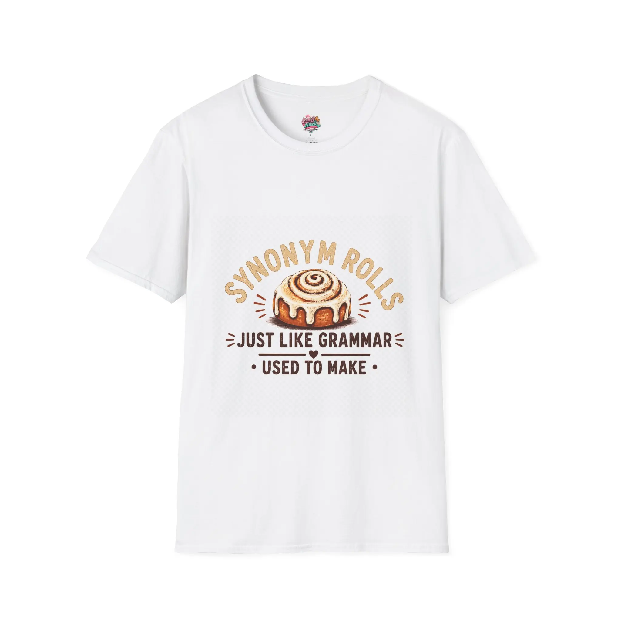 Synonym Rolls Funny Grammar T-Shirt | Cute Cinnamon Roll Graphic Tee for Teachers, Readers,Book Lovers & Food Lovers