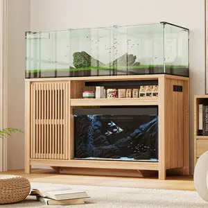 55-75" Gallon Aquarium Fish Tank Stand with Built-in Power Outlet & Storage Cabinet, Heavy Duty Reptile Tank Stand for Turtle Terrarium, Ideal for Fish/Reptile Accessories Storage