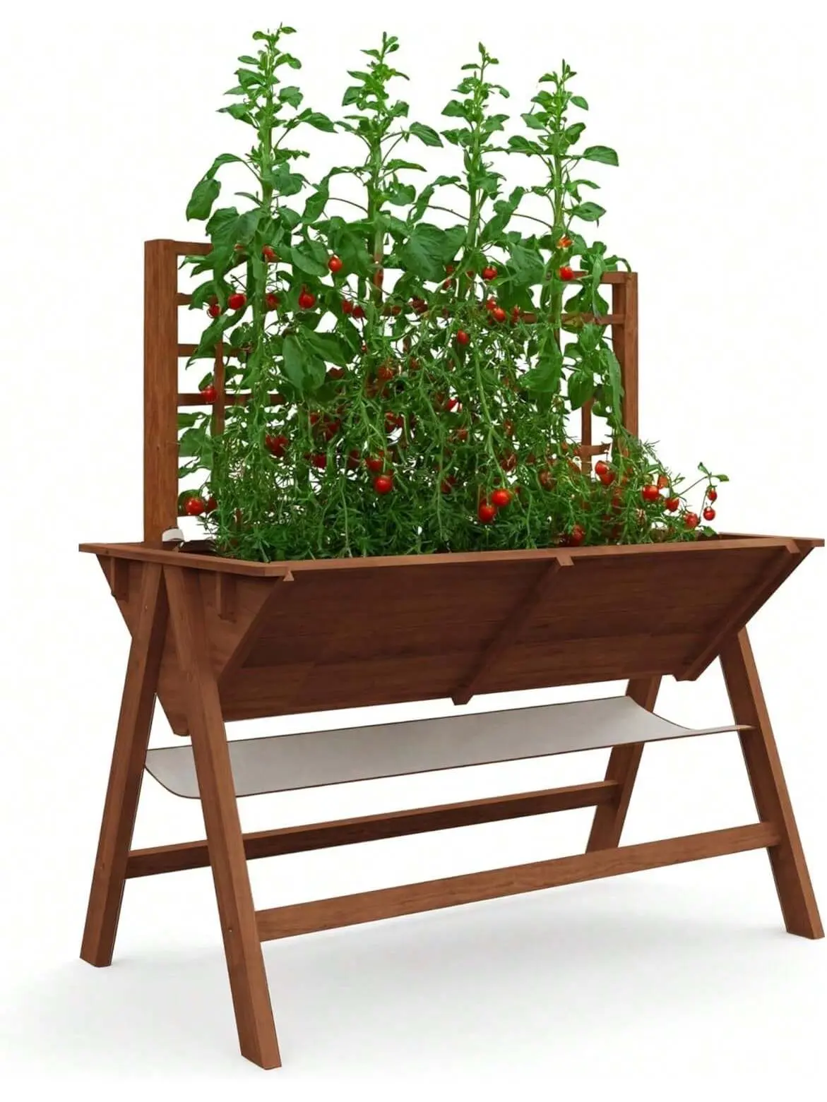 【Christmas Gift】4.3x2.5x4.5ft,Raised Garden Bed With Trellis, Wooden Raised Planter Box Outdoor For Growing Vegetables And Herbs, Depth 10.6 In, Planter Raised Beds-Acorn Brown