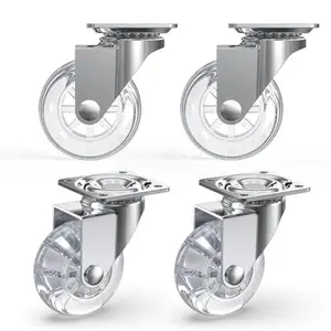 2 Inch Clear Casters,Maximum Load Capacity 265lbs Set of 4, 360 Degree Swivel Casters, for Furniture and Workbench, Crystal Clear Wheels for DIY Projects