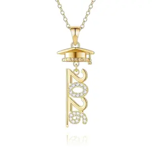 Orphic Class of 2026 Graduation Cap Zircon Necklace Gold Stainless Steel Pendant Jewelry for 5th to 8th Grade Graduation Gifts for Her Daughter Granddaughter Best Friends Women