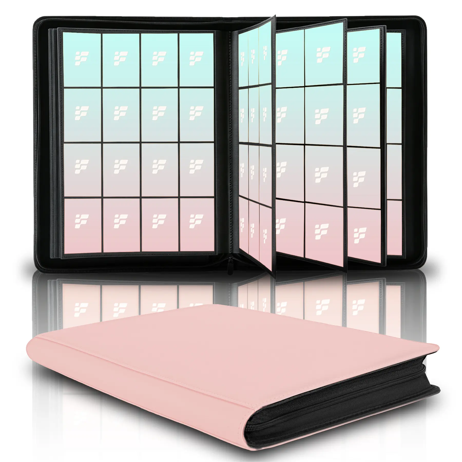 Large Capacity 1000 Cards Binder 16 Pocket PU Leather Album Pink Gray Black For PTCG MTG Sports Trading Cards Gift