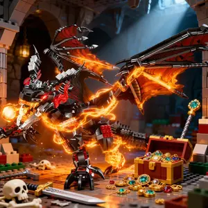 Western Magic Dragon Model, Evil Dragon Building Blocks, High Difficulty Adult Toy, New Year Gift, Birthday Present, Christmas Gift