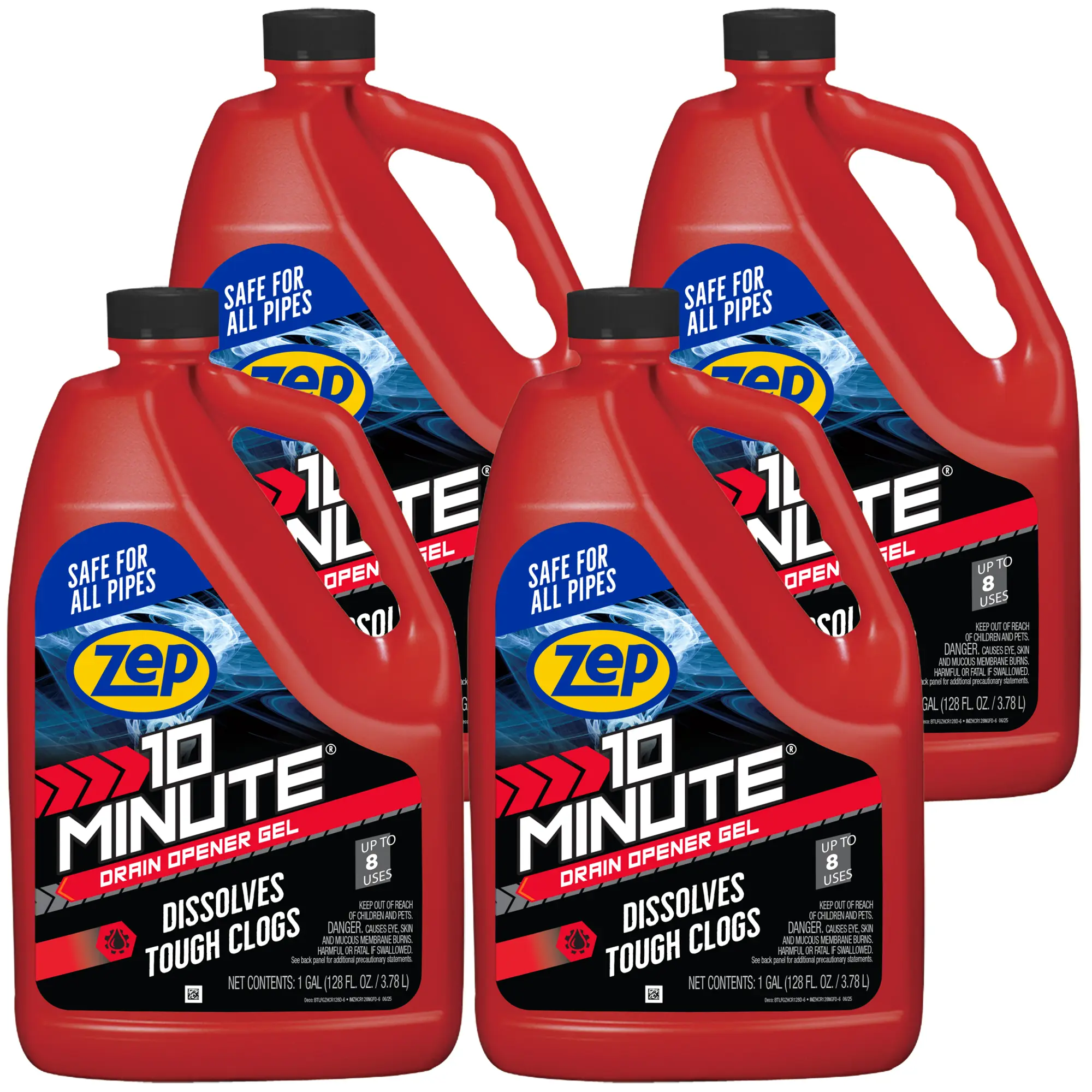 Zep 10 Minute Drain Opener Gel – Dissolves Hair and Clogs – 1 Gallon