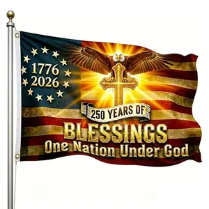 250 Years of Blessings One Nation Under God Flag, Patriotic Christian American Flag, USA 1776-2026 Outdoor Decor, Independence Day Flag