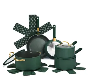 Thyme & Table Granite 12-Piece Cookware Set Non-Stick - Hunter Green