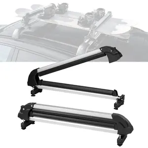 Ski and Snowboard Roof Rack, 31.7-Inch Universal Ski Rack for Car Roof Fit Most Crossbars, Carry up to 6 Pairs of Skis or 4 Snowboards, Aluminum Snowboard Ski Rack with Lock Rubber Padding