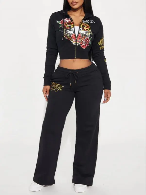 Ed Hardy Retro Tiger Zip Pant - Black
