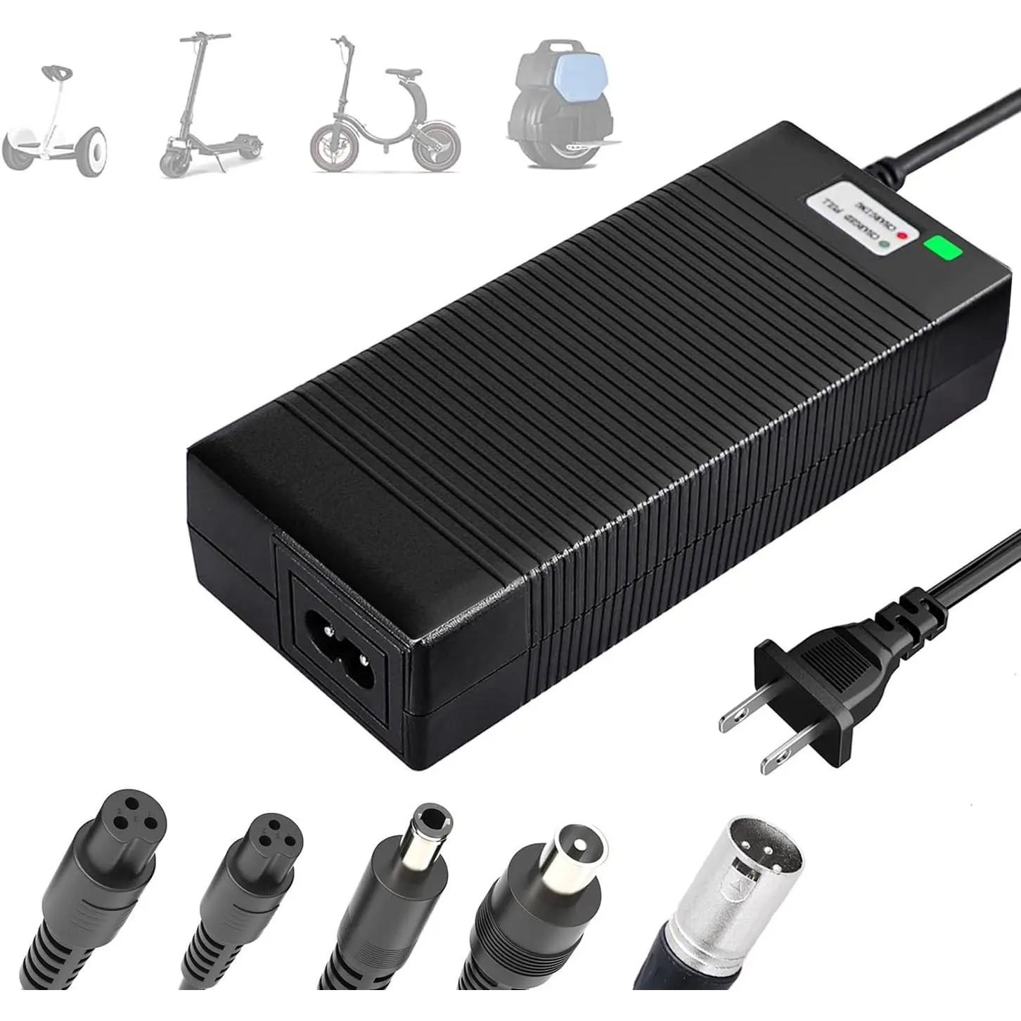 UL Certified 42V 2A Fast Replacement Charger with 5 Type Plugs for 36V Lithium Batteries - Compatible with Segway Scooter, Pocket Mod, Sports Mod