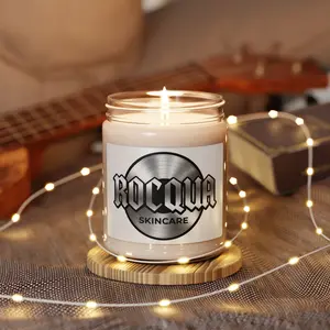 Rocqua Skincare Logo Candle, Soy Jar Candle 9oz | Branded Label Candle