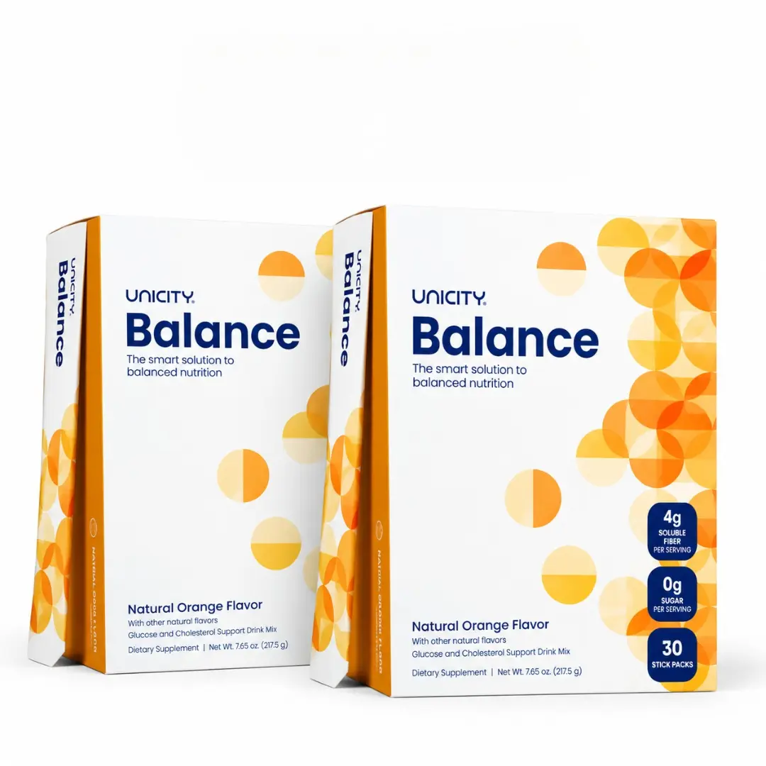 Unicity Balance Fiber Supplement | Supports Healthy Glucose Response & Fullness | Pre-Meal Soluble Fiber Drink Mix | Natural Orange | 30 Stick Packs (Pack of 2)