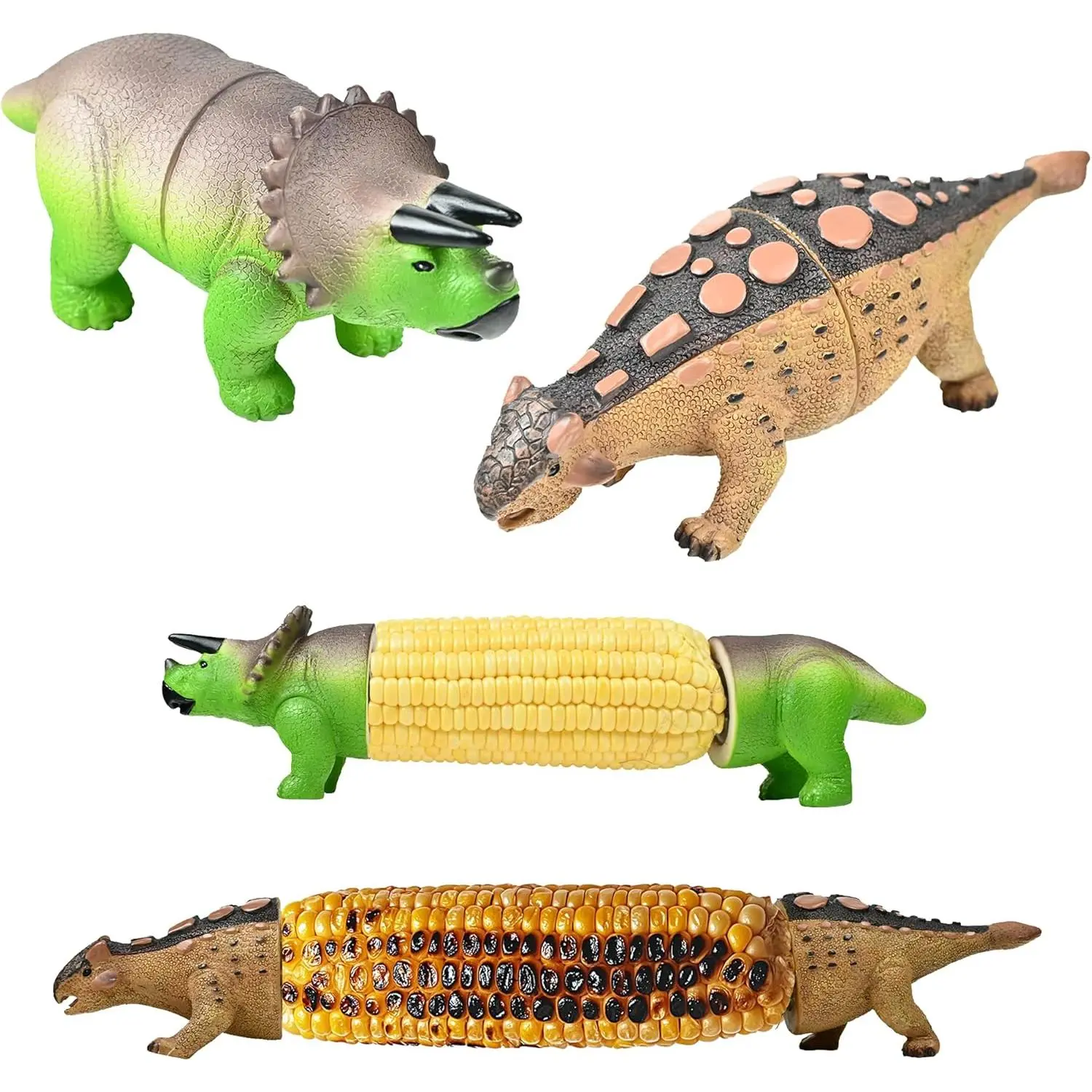 Corn Holders for Corn On The Cob – Unique Dinosaur Corn Cob Holder for Kids and Adults – Cute Dino Kitchen Gadget with Stainless Steel Prongs – Reusable and Easy to Clean