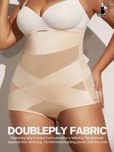 1pc Plus Size Women Beige Body Shaper, Waist Cincher, Tummy Control, Butt Lifter