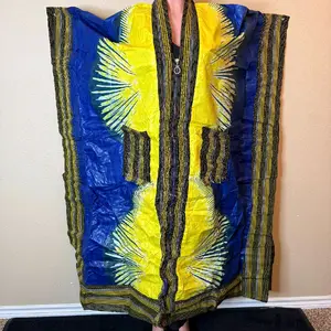 Zurielps Two-Piece Kimono with Asooke Design in Rich Blue and Black Patterns for Stylish Wear