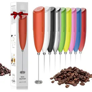 Hand Mixer Milk Frother for Coffee -  Frother Handheld  Maker for Lattes, Electric whisk Drink Mixer Mini Foamer for Cappuccino, Frappe, Matcha, Hot , Red 178C