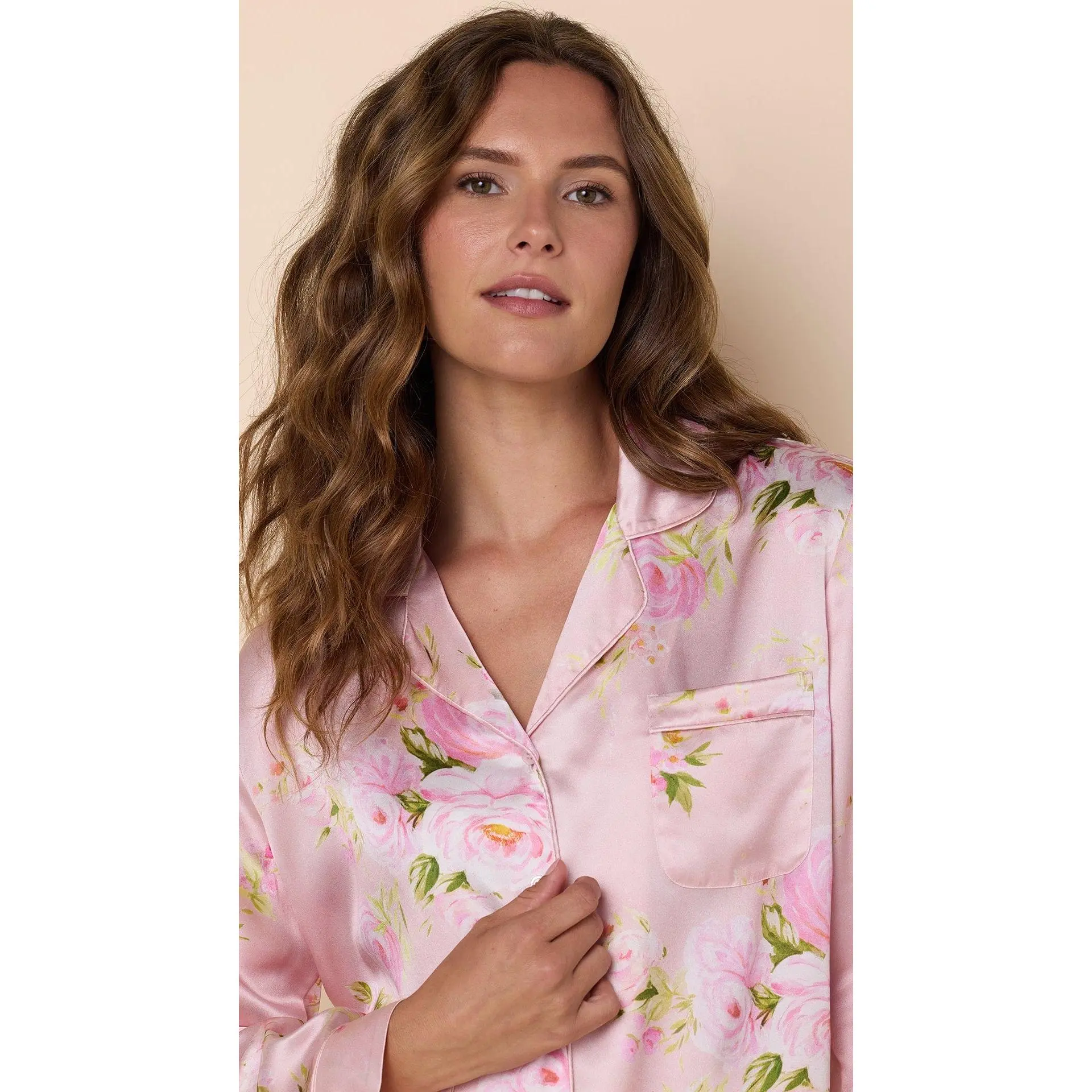 Eden Rose Silk Pajama - Pink