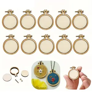 Small Wooden Embroidery Hoops for DIY Crafts, 25mm Cross Stitch Frames with Metal Rings, Perfect for Hand Embroidery, Sewing, Fabric Painting, Jewelry Making
