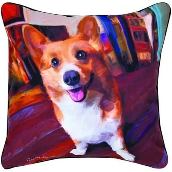 Manual Woodworkers & Weavers SLCGGL 18 in. Corgi Get Low-RMC Dye Throw Pillow
