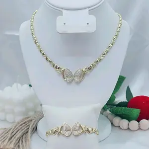LaYaiBoutique #2560 XOXO Set Butterfly Necklace and Bracelet — 14K Gold-Filled (High Quality)