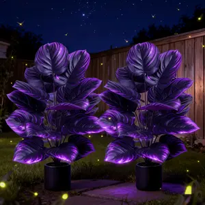 [For Outdoor Use] 2pcs Artificial Violet Plants, Dark Greenery for Outdoor Use, Home Decor, Store Displays, Photography Backdrops, and Office Spaces  No Pot Included