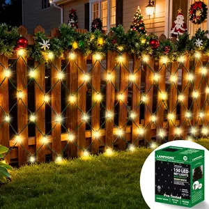 Christmas Net Lights Outdoor Christmas Decorations Lights 150LED 6ftx4ft, Connectable Outdoor Fairy Mesh String Lights for Party, Holiday, Wedding, Tree, Bushes Decorations (Warm White)