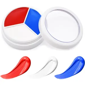 Red White Blue Face Paint - 3 Colors 12g USA American Flag Patriotic Stripe Fan Brush Stick, Face and Body Paint for 4th of July Independence Day, Halloween Cosplay Makeup, Sports Events Party Stuff