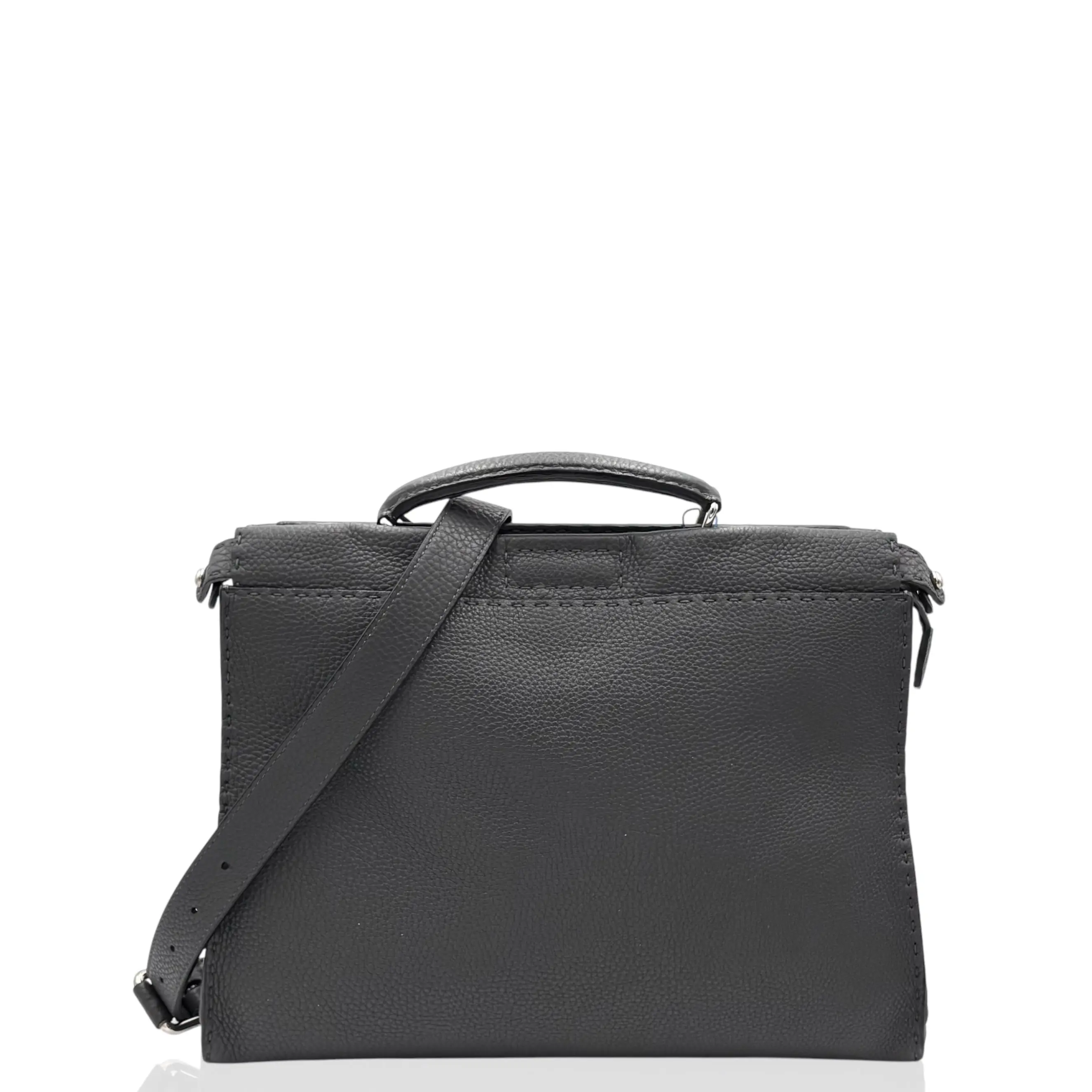 Pre-owned FENDI Leather Tote Bags Peekaboo Fit Regular Calfskin Charcoal (jd0217a1)