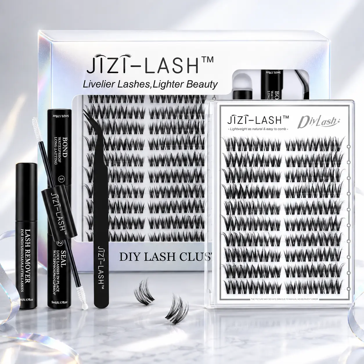JIZI-LASH Buy 1 Get 1 Free Manga Lash Clusters, Spiky Wispy DIY Lash Extensions, Fluffy Anime Faux Mink Individual Lashes, Reusable Invisible Band, D Curl, Natural Volume, Beginner Friendly, 8-16mm, 100-160 Pieces