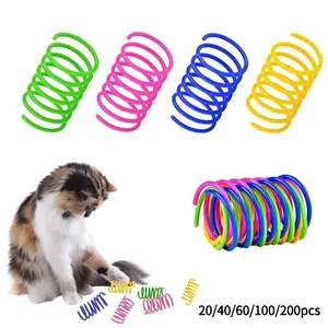 20/40/60/100/200pcs Colorful Cat Spring Toys, Plastic Coiled Spiral Springs, Chasing and Active Play, Interactive Fun for Cats