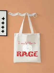 2026 new 3d stereoscopic printI WOULD LIKE TO RAGELarge-capacity canvas single-shoulder handbag, suitable for shopping, fitness and daily use. Foldable and reusable, an eco-friendly shopping bag