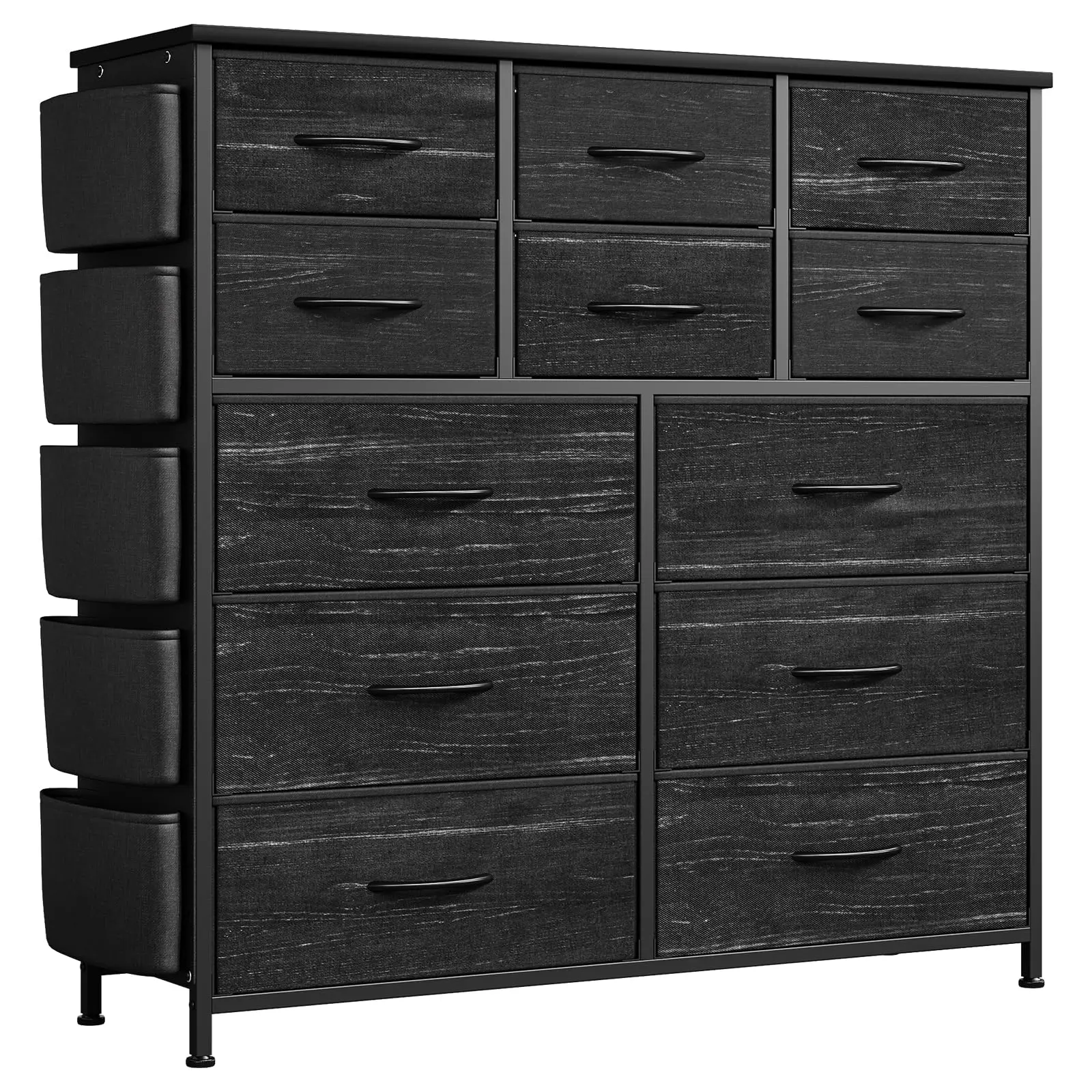 【GARVEE】Fabric Dresser for Bedroom with Multiple Storage Drawers, Side Pockets, and Hooks, Featuring a Sturdy Metal Frame Organizer Tower for Efficient Storage and Space Management