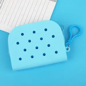 Fashion Cartoon Silicone Wallet with DIY Hole Design, Multifunctional Storage for Earphones & Accessories, Perfect Backpack Decoration