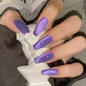 24pcs Y2K Square Medium Long Nail Art Kit, Nail Art Design, Cat Eye Acrylic Press-On Nails Set, Perfect for DIY Daily Use & Parties