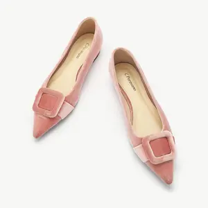 Square Buckle Velvet Flats (Aida) Square Buckle Velvet Flats (Aida)