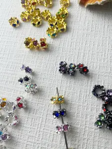 14mm 5-Flower-Petal Shape Rondelle Spacer Beads Alloy with Rhinestones Large Hole(5mm) 10/20/30/50pcs, Silvery/ Golde / Black Alloy with Rhinestone Wave Spacer, Rondelle Spacers, Fancy Glitter Wave Diamond Crystal Beads, DIY Jewelry Making