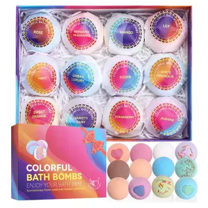 Moisturizing Shower Bombs, 12pcs/box Colorful Essential Oil Bath Bombs, Deep Cleaning & Nourishing Body Care Products for Women & Men
