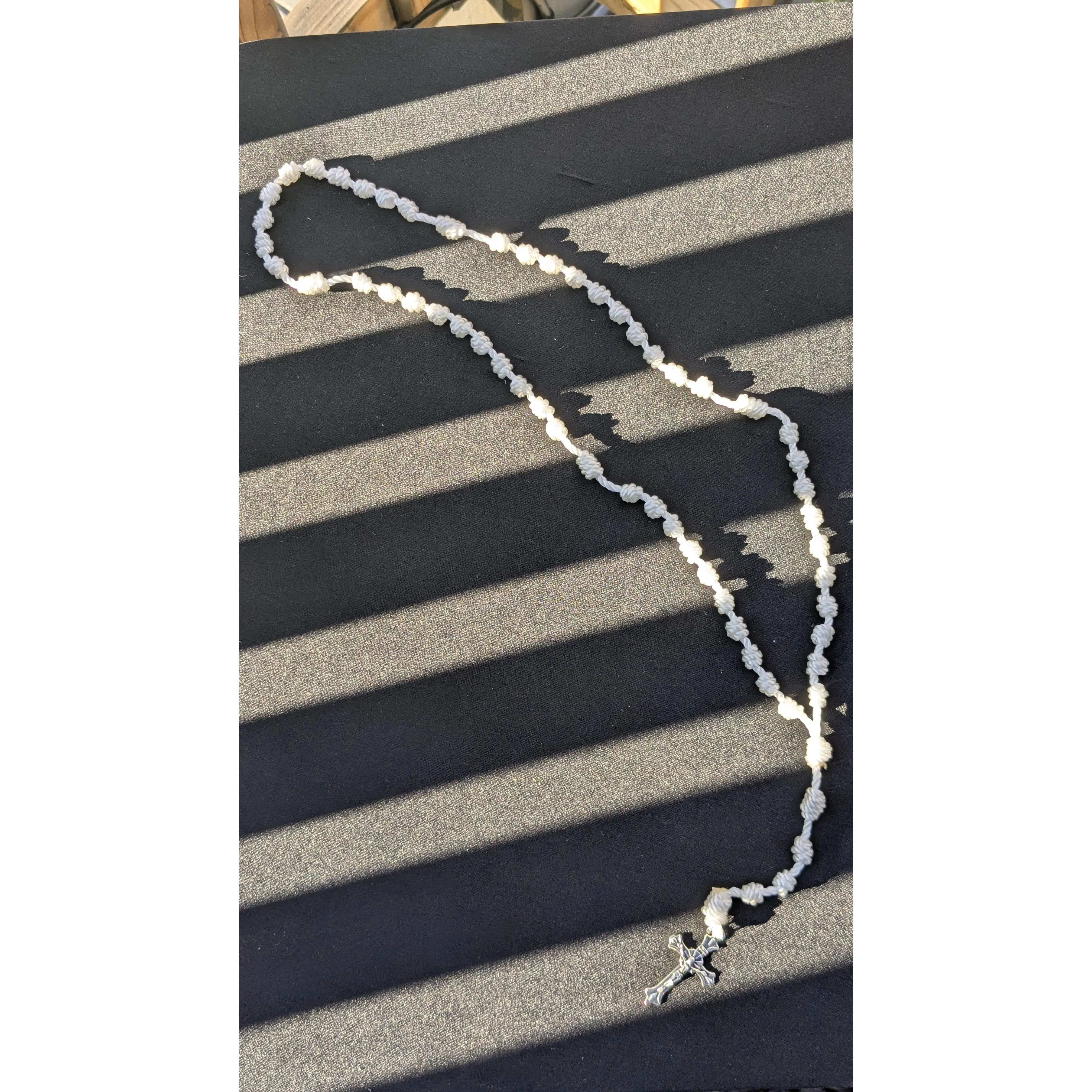 White, Knotted Rosary, Large