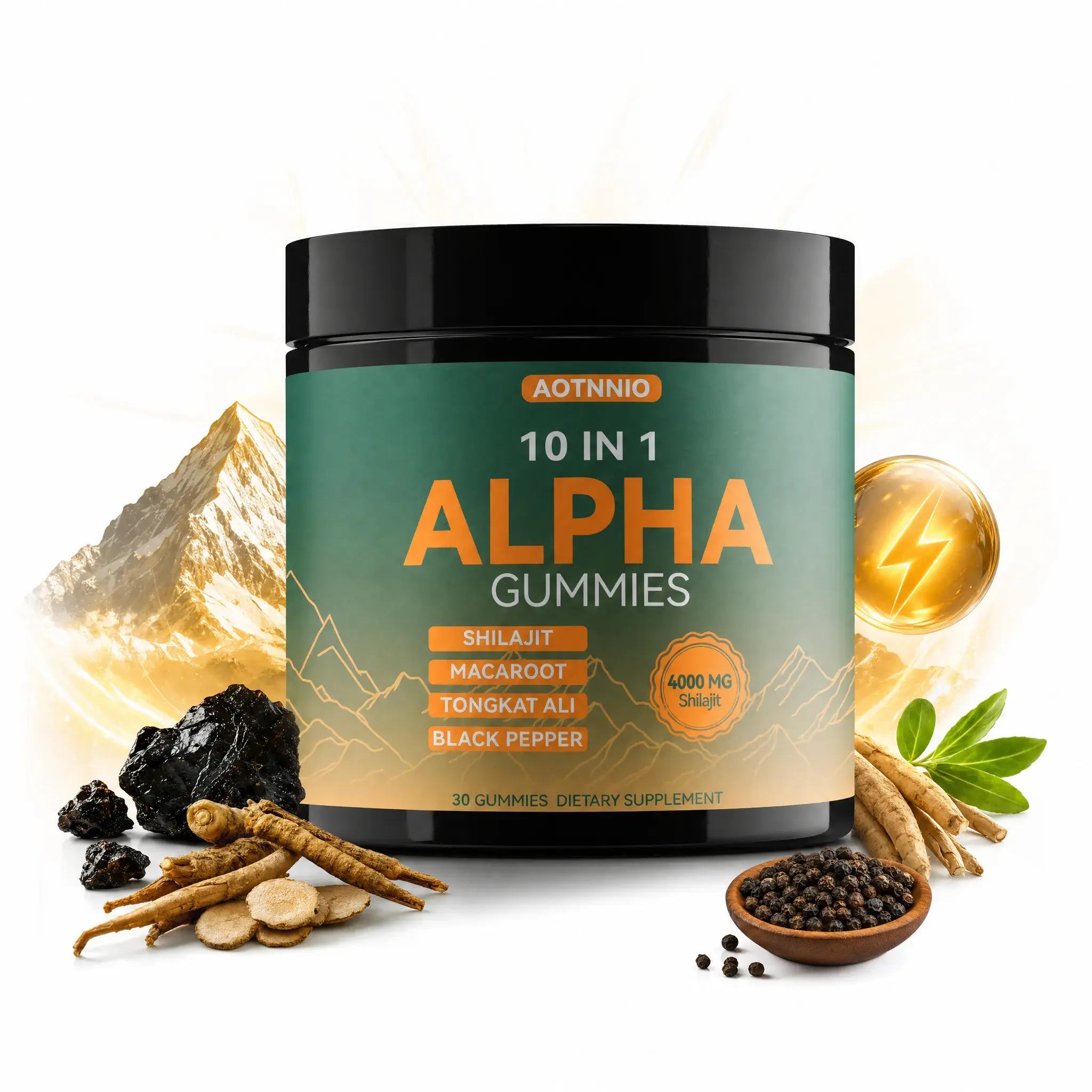 Summervibes Alpha Shilajit Gummies 10-in-1,  Vegan | No Sugar Added, Supports Stamina , Focus ,Ashwagandha, Maca & Tongkat Ali, 30 Count