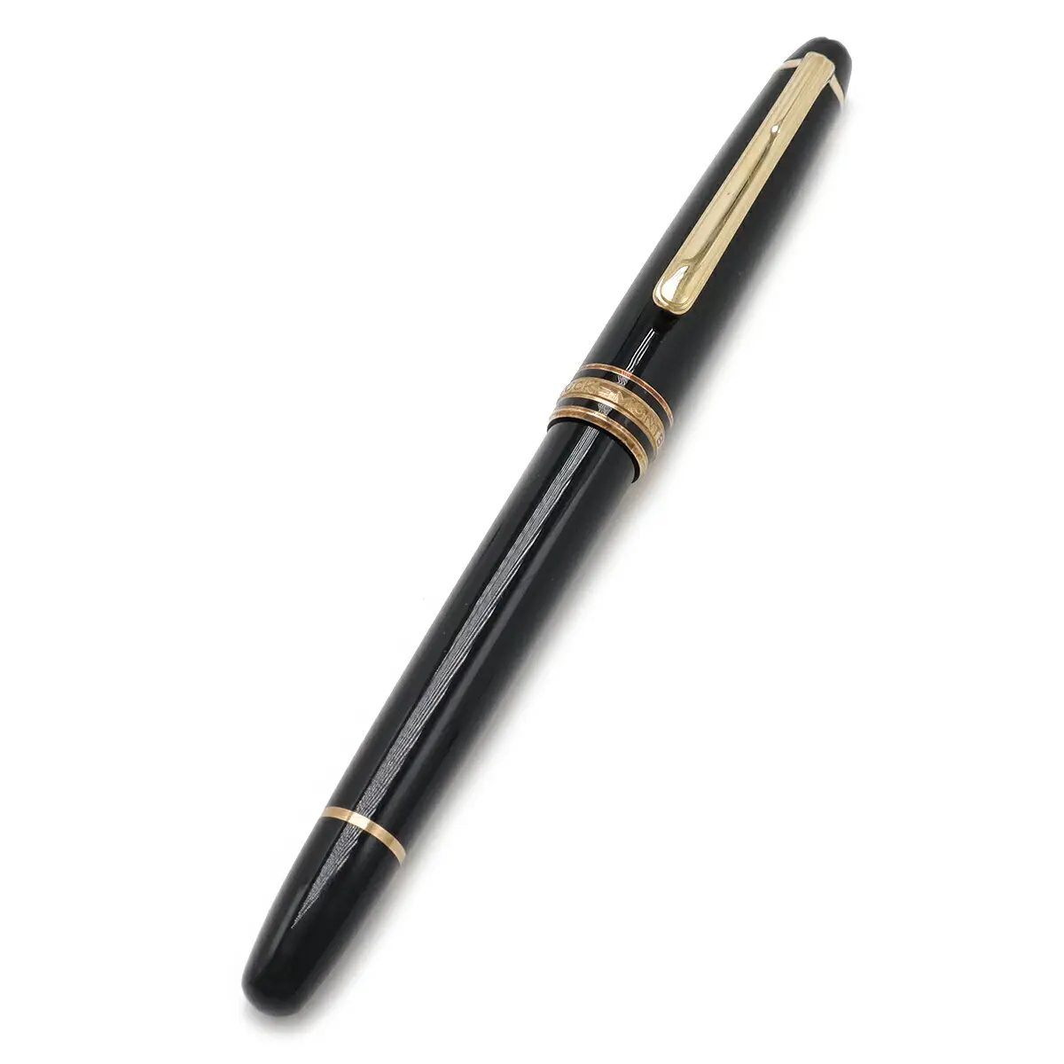 Pre-owned Montblanc 18K Yellow Gold (Au750) Small Leather Goods Meisterstück Au585 Fountain Pen